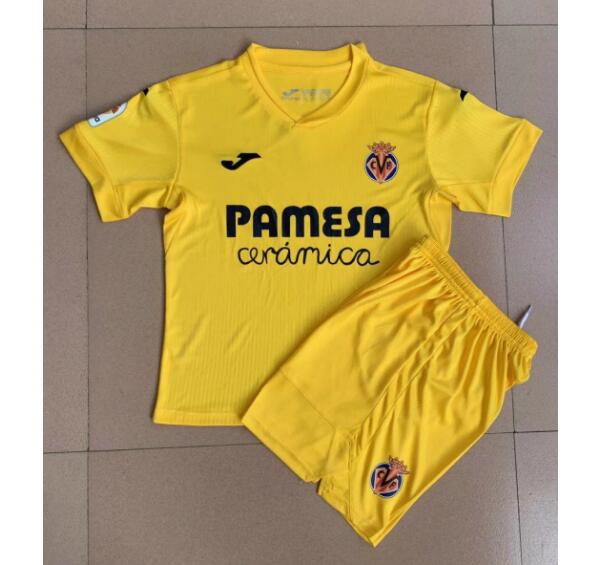 Kids Real Villarreal Yellow Away Soccer Kits Shirt With Shorts 2020/21